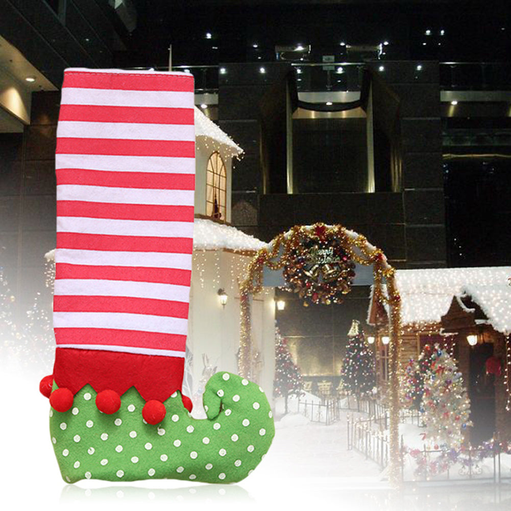 Christmas Chair Table Leg Cover Striped Santa Claus Boots Sleeve Party Decor