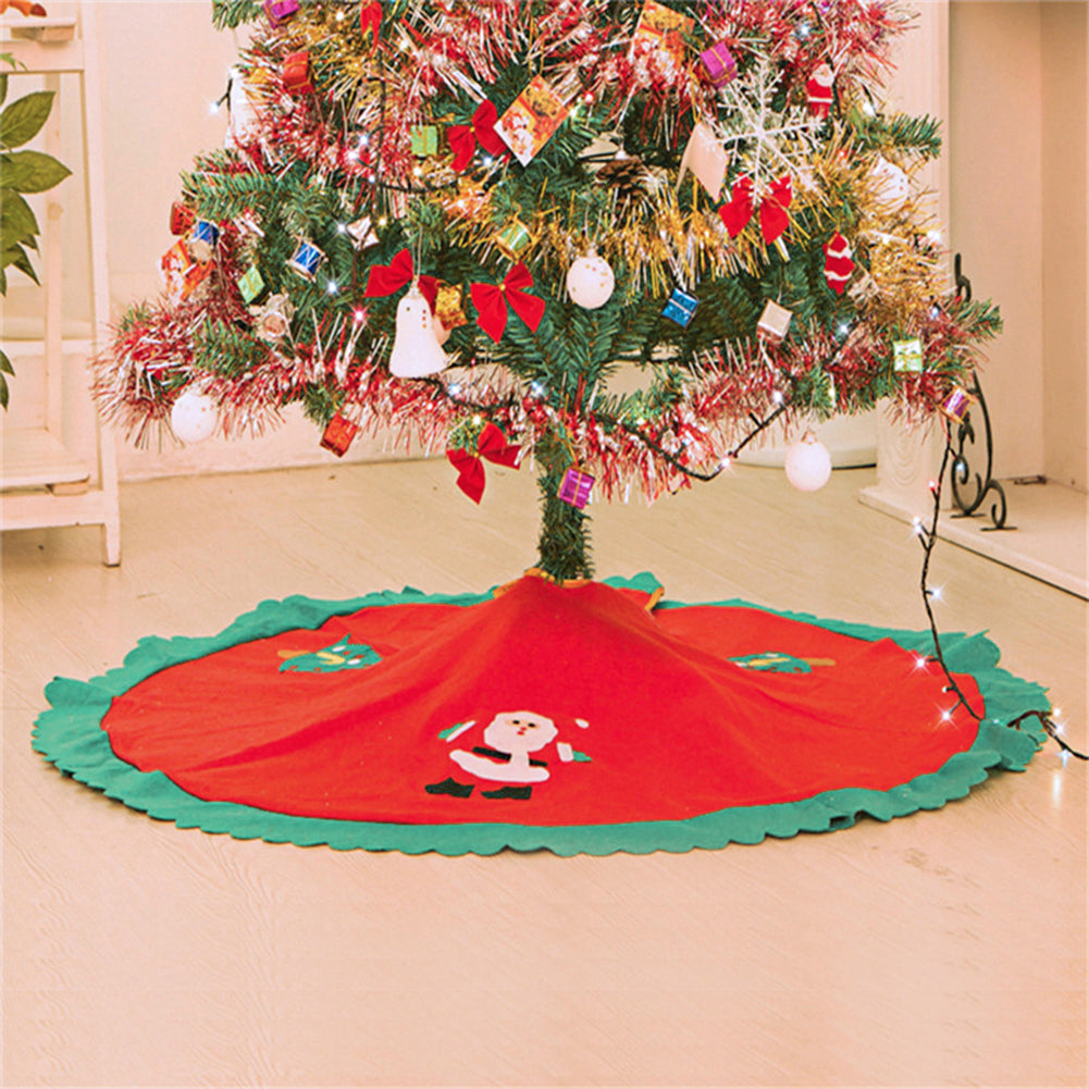 Round Christmas Tree Skirt Santa Claus Pattern Home Decor Xmas Festive Supplies