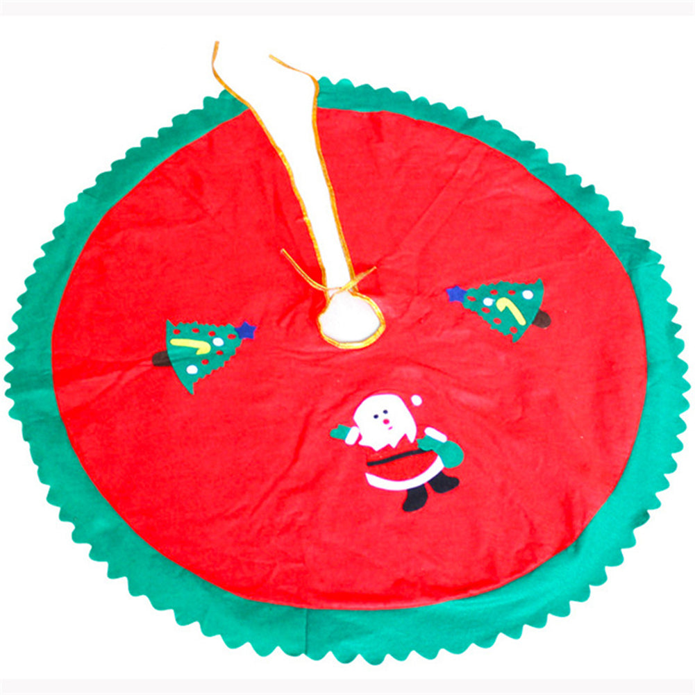 Round Christmas Tree Skirt Santa Claus Pattern Home Decor Xmas Festive Supplies