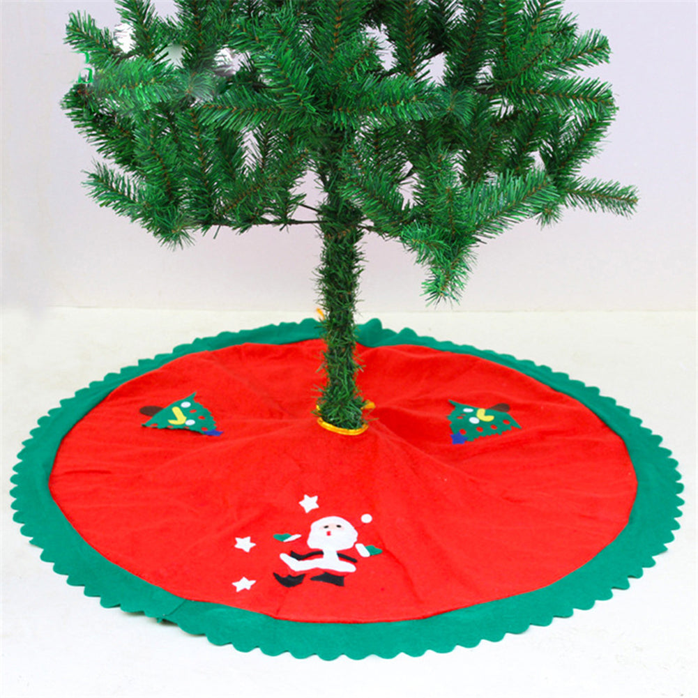 Round Christmas Tree Skirt Santa Claus Pattern Home Decor Xmas Festive Supplies