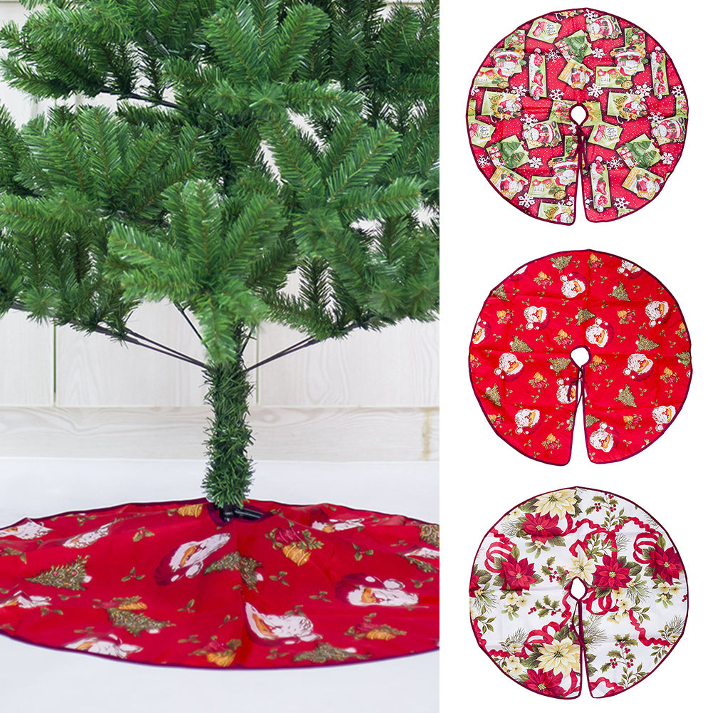 60/90cm Christmas Tree Dress Skirt Floor Mat Cover Santa Flower Party Xmas Decor