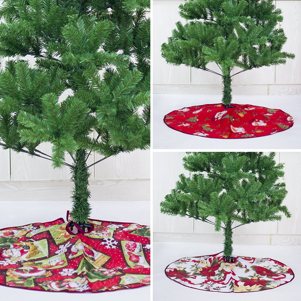 60/90cm Christmas Tree Dress Skirt Floor Mat Cover Santa Flower Party Xmas Decor