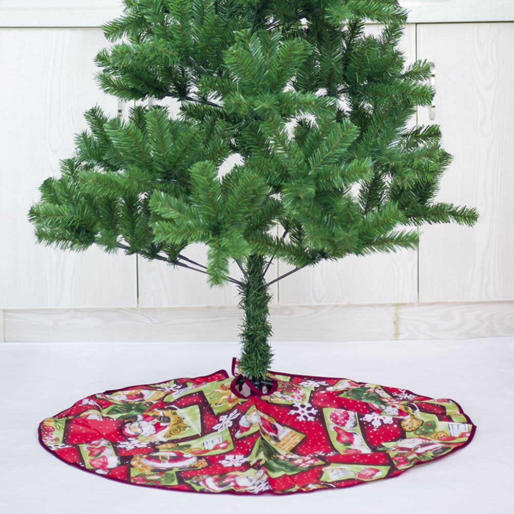 60/90cm Christmas Tree Dress Skirt Floor Mat Cover Santa Flower Party Xmas Decor