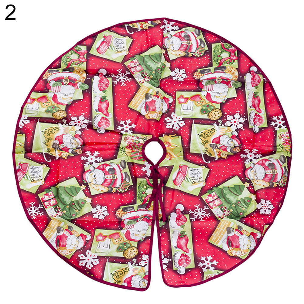60/90cm Christmas Tree Dress Skirt Floor Mat Cover Santa Flower Party Xmas Decor
