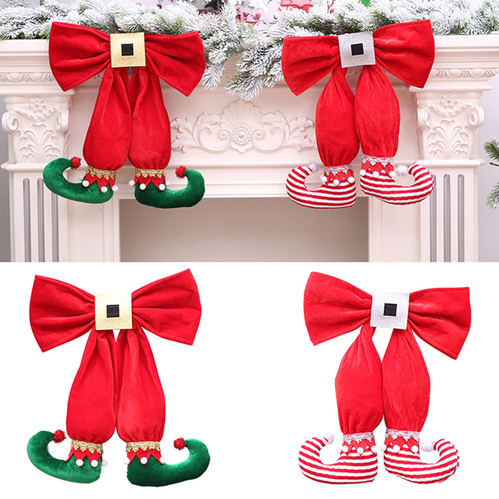Bowknot Elf Boots Christmas Tree Party Home Hotel Shop Hanging Decor Ornament