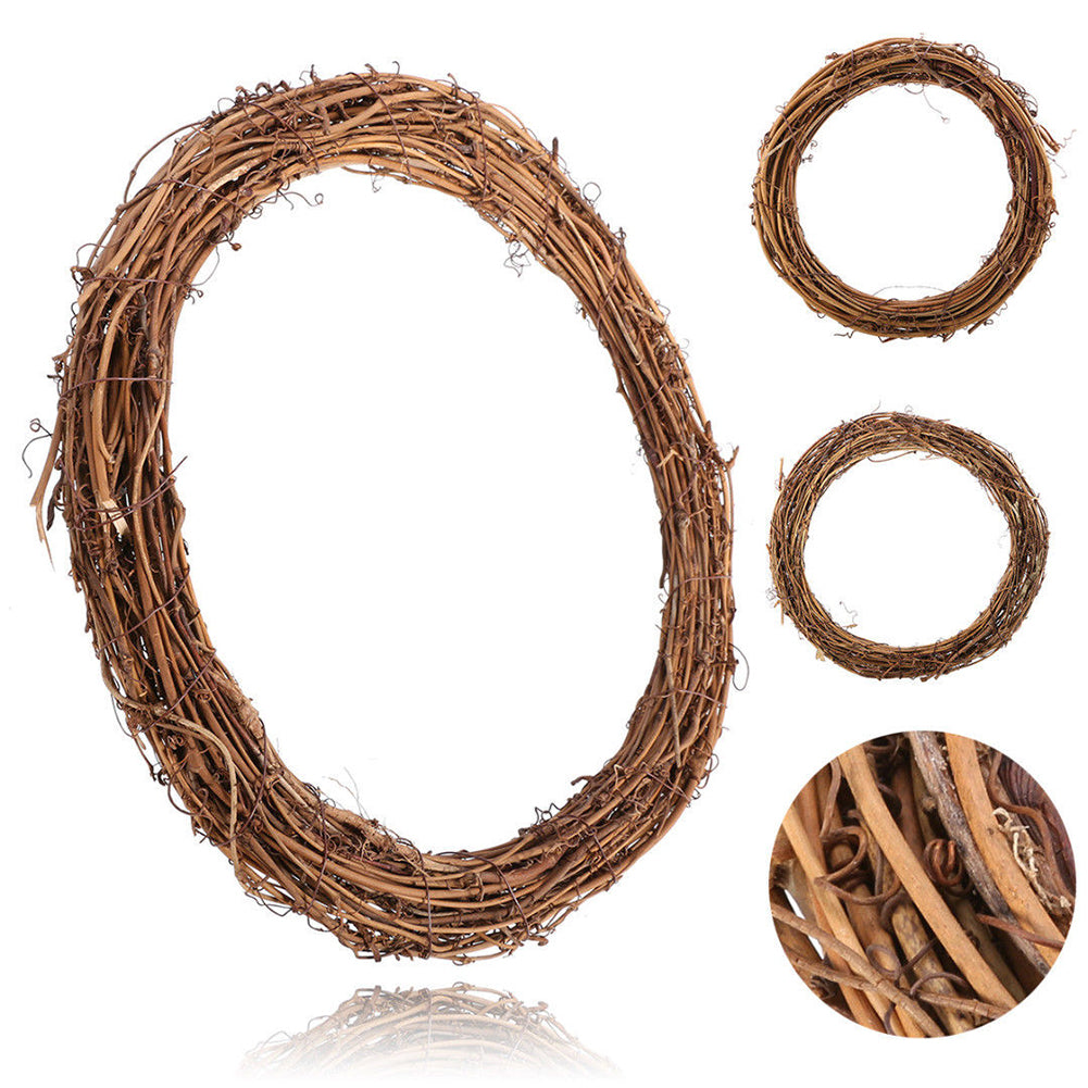 Christmas Natural Dried Rattan Ring Wreath Garland Home Door Wall DIY Xmas Decor