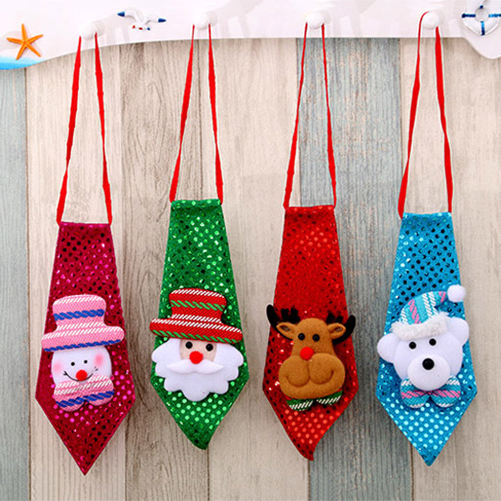 Luminous LED Christmas Necktie Santa Snowman Elk Tie Xmas Decor for Kids Adults