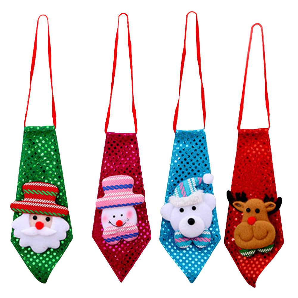 Luminous LED Christmas Necktie Santa Snowman Elk Tie Xmas Decor for Kids Adults