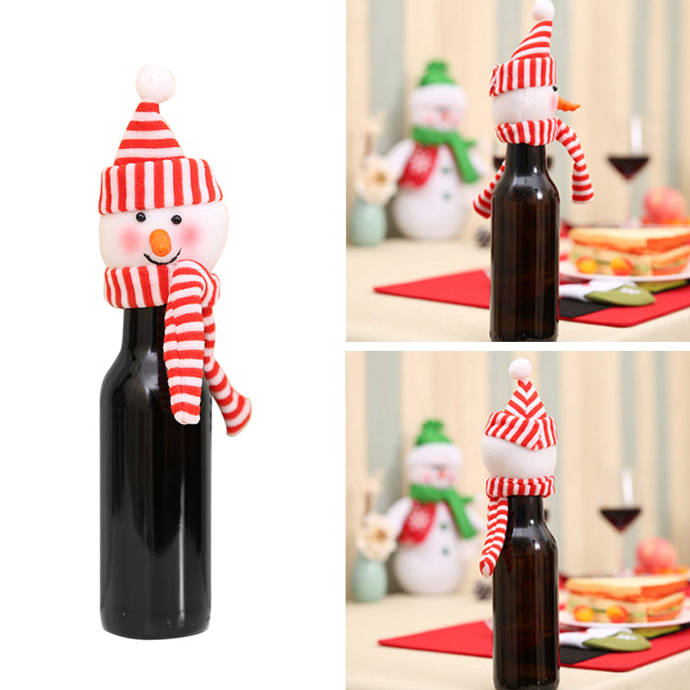 Christmas Snowman Santa Elf Wine Bottle Cover Wrap Xmas Dinner Party Table Gift