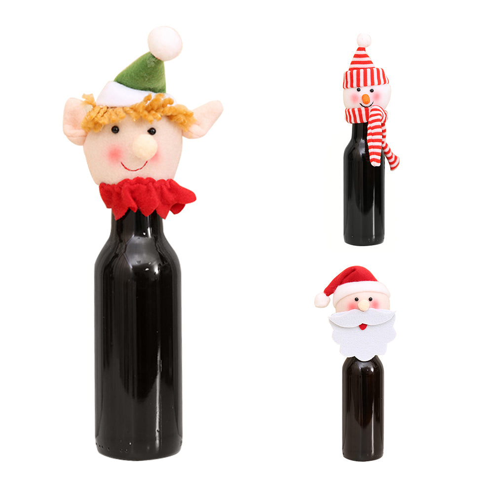 Christmas Snowman Santa Elf Wine Bottle Cover Wrap Xmas Dinner Party Table Gift