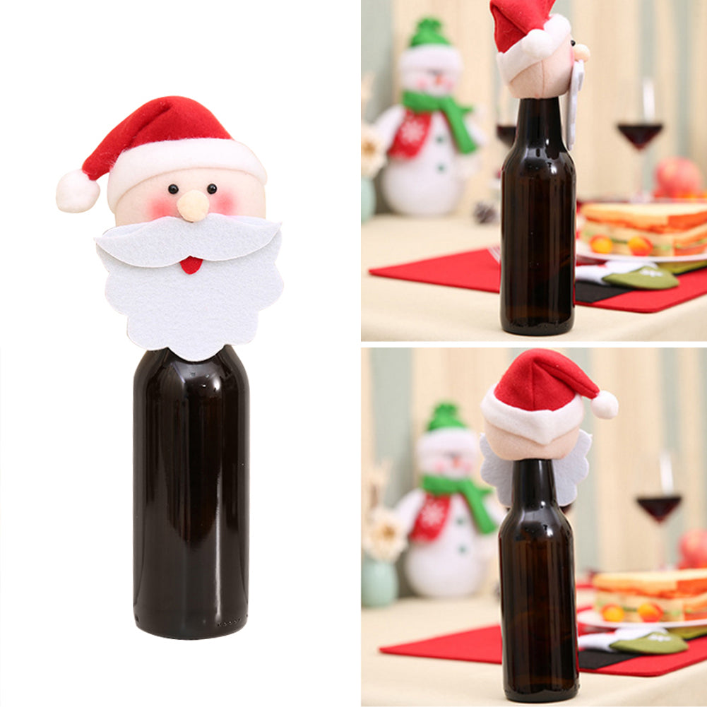 Christmas Snowman Santa Elf Wine Bottle Cover Wrap Xmas Dinner Party Table Gift
