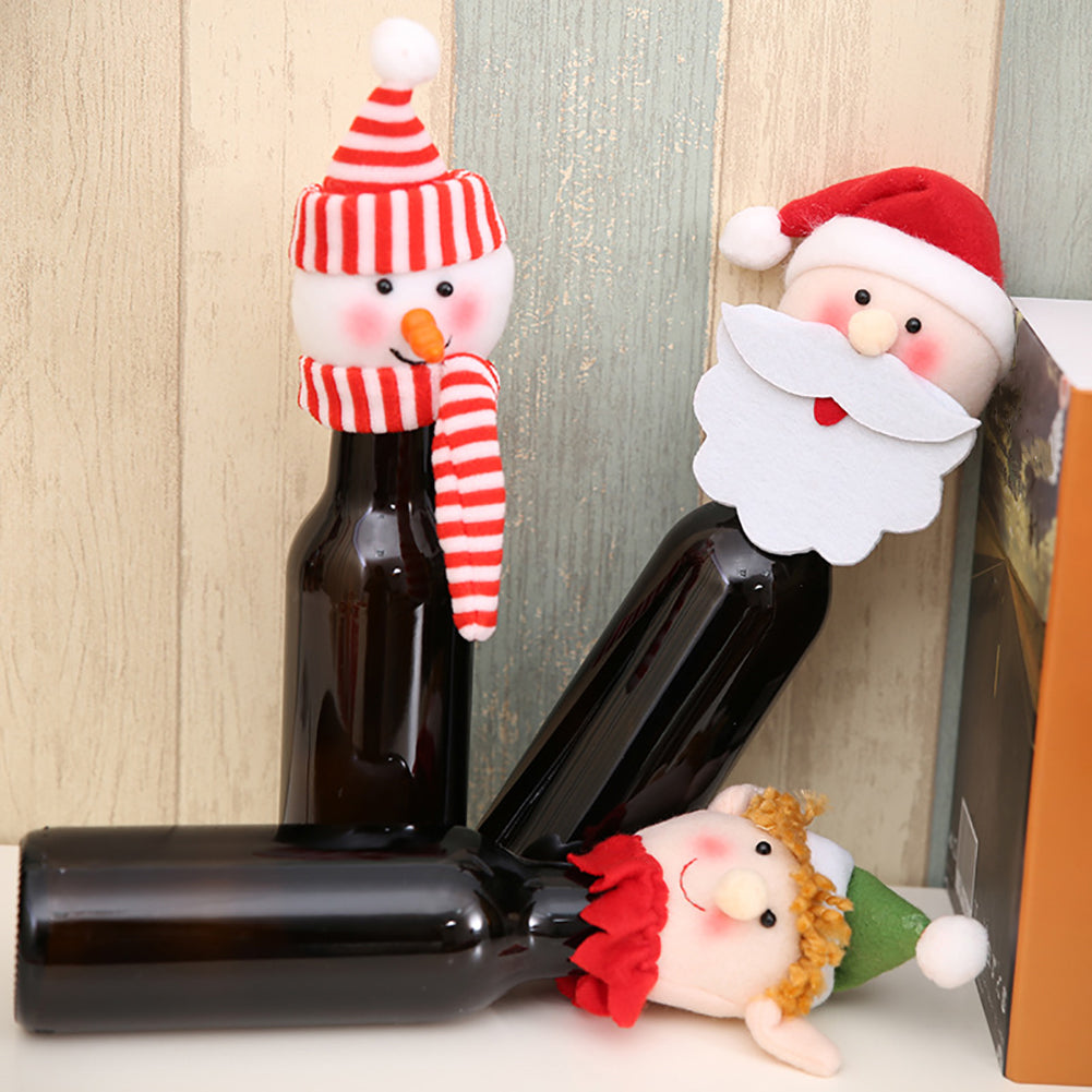 Christmas Snowman Santa Elf Wine Bottle Cover Wrap Xmas Dinner Party Table Gift