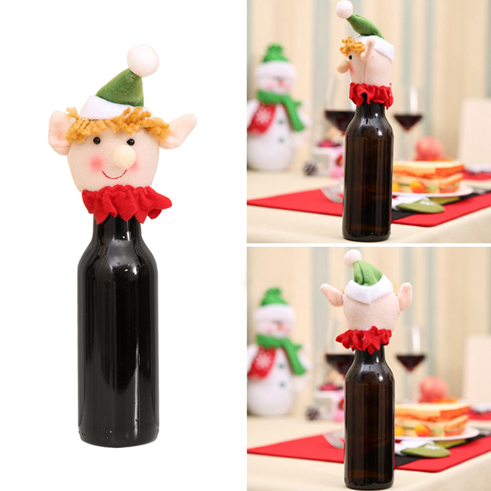 Christmas Snowman Santa Elf Wine Bottle Cover Wrap Xmas Dinner Party Table Gift