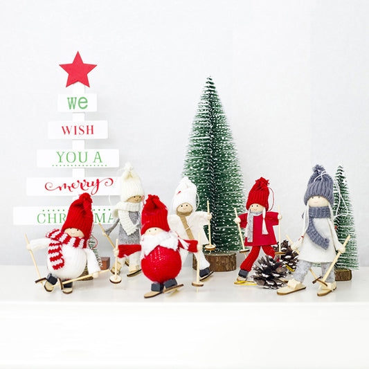 Cute Skiing Snowman Xmas Hanging Decor Mini Doll Christmas Tree Ornament Gift