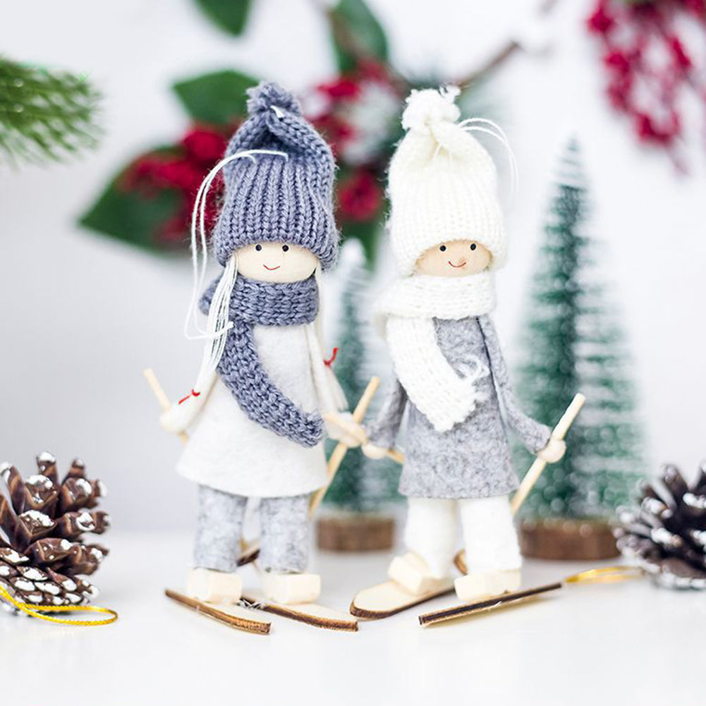 Cute Skiing Snowman Xmas Hanging Decor Mini Doll Christmas Tree Ornament Gift