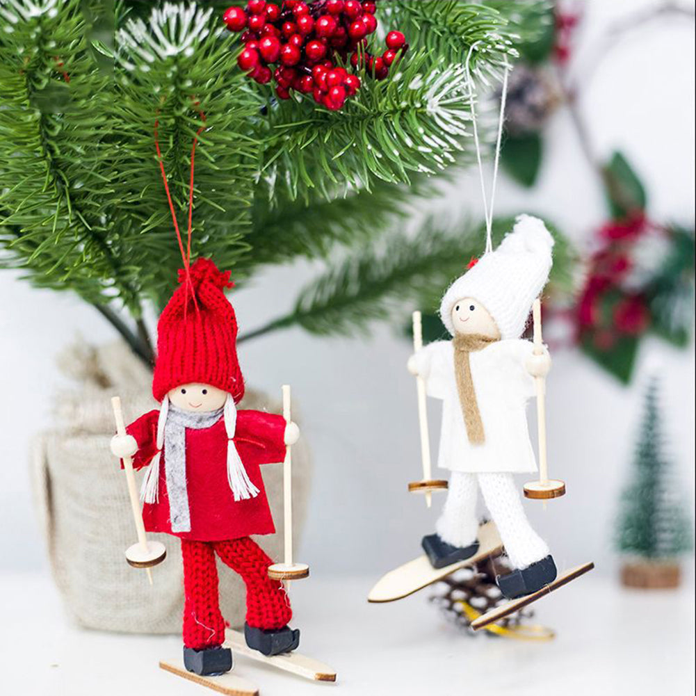 Cute Skiing Snowman Xmas Hanging Decor Mini Doll Christmas Tree Ornament Gift