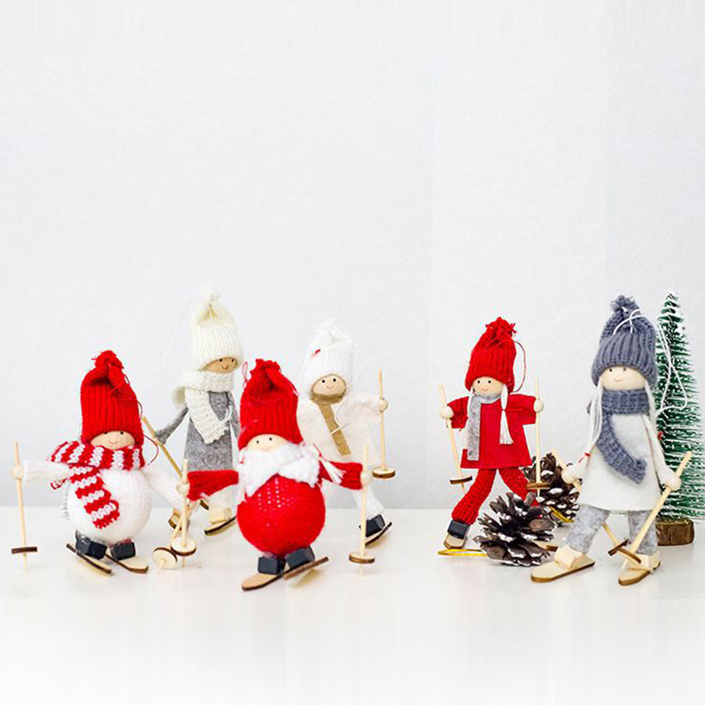 Cute Skiing Snowman Xmas Hanging Decor Mini Doll Christmas Tree Ornament Gift