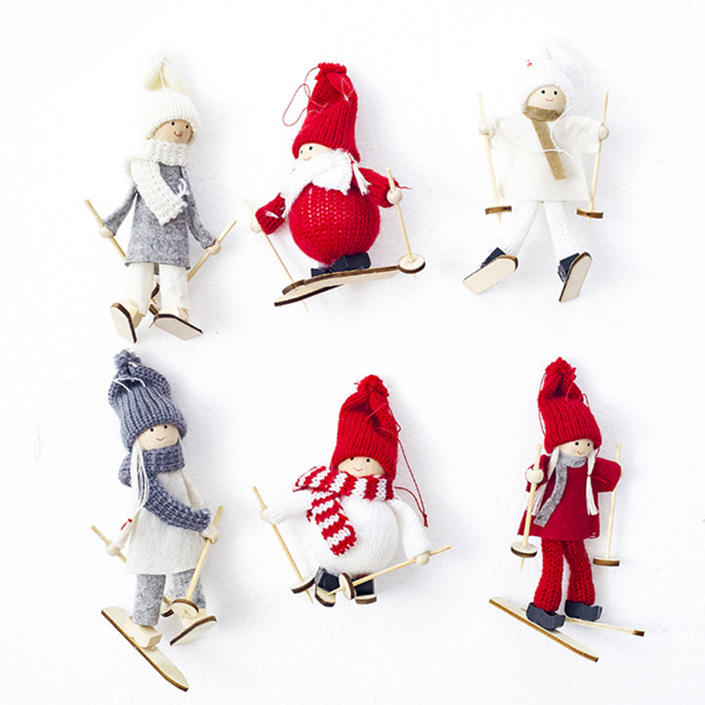 Cute Skiing Snowman Xmas Hanging Decor Mini Doll Christmas Tree Ornament Gift