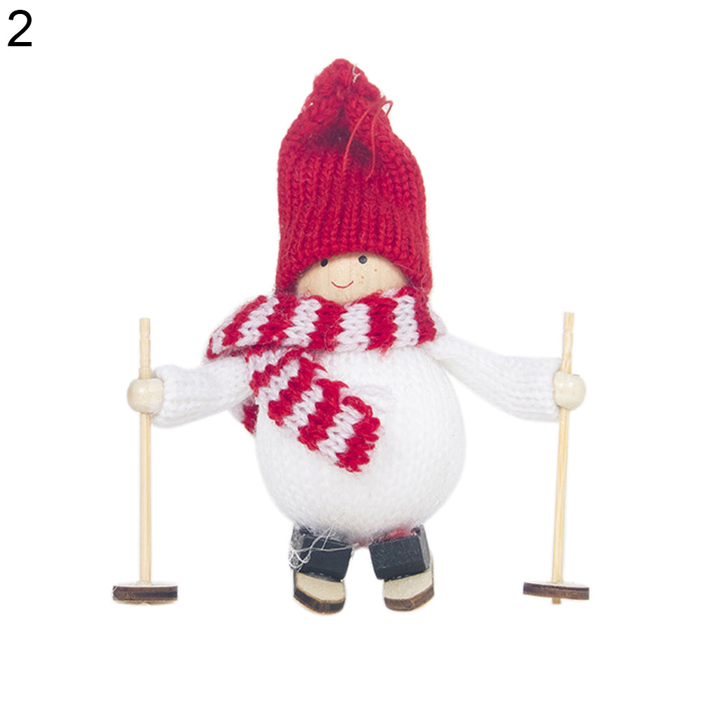 Cute Skiing Snowman Xmas Hanging Decor Mini Doll Christmas Tree Ornament Gift