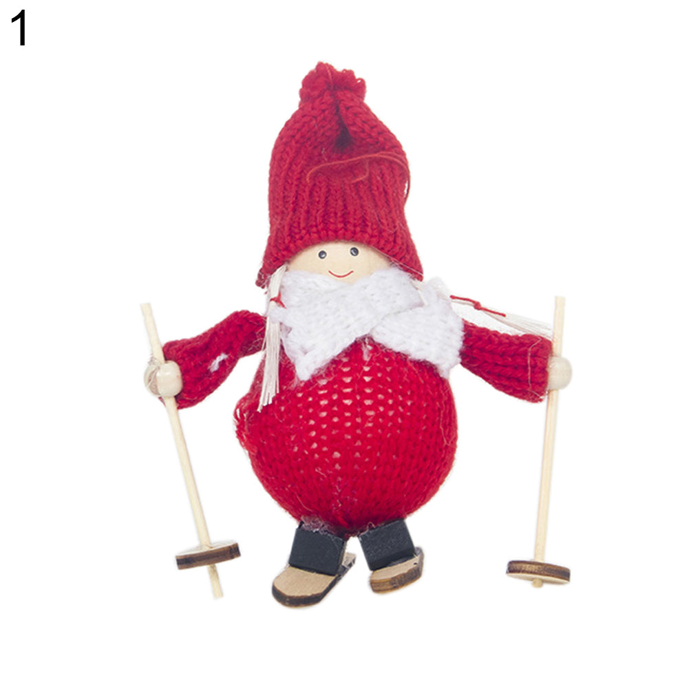Cute Skiing Snowman Xmas Hanging Decor Mini Doll Christmas Tree Ornament Gift
