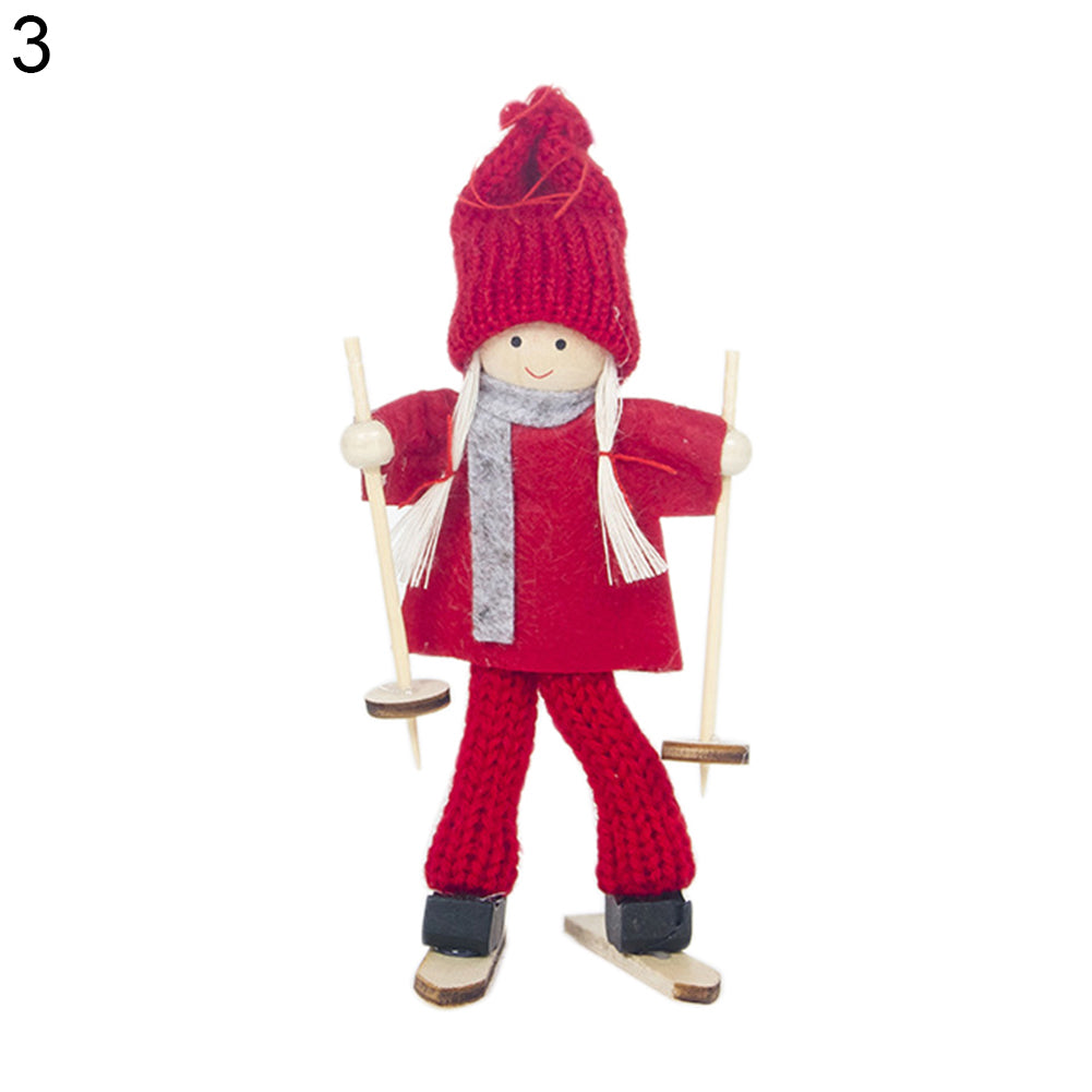 Cute Skiing Snowman Xmas Hanging Decor Mini Doll Christmas Tree Ornament Gift