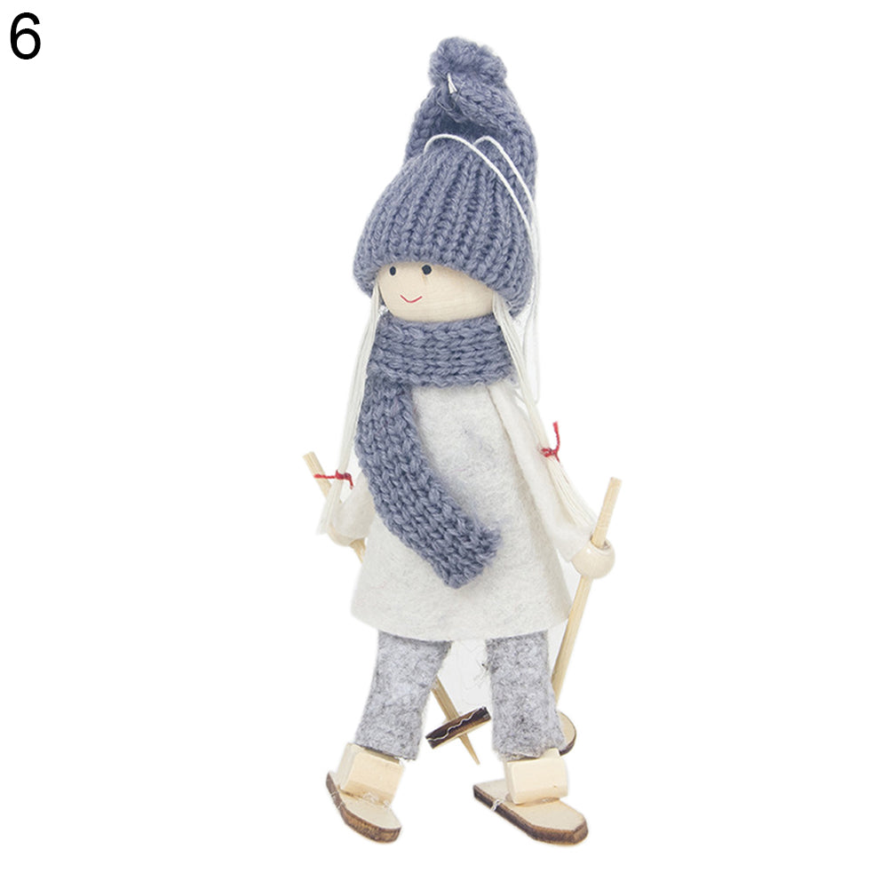 Cute Skiing Snowman Xmas Hanging Decor Mini Doll Christmas Tree Ornament Gift