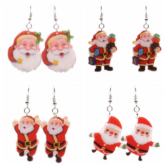 Cute Santa Claus Pendant Ear Drop Earrings Women Christmas Jewelry Decor Gift