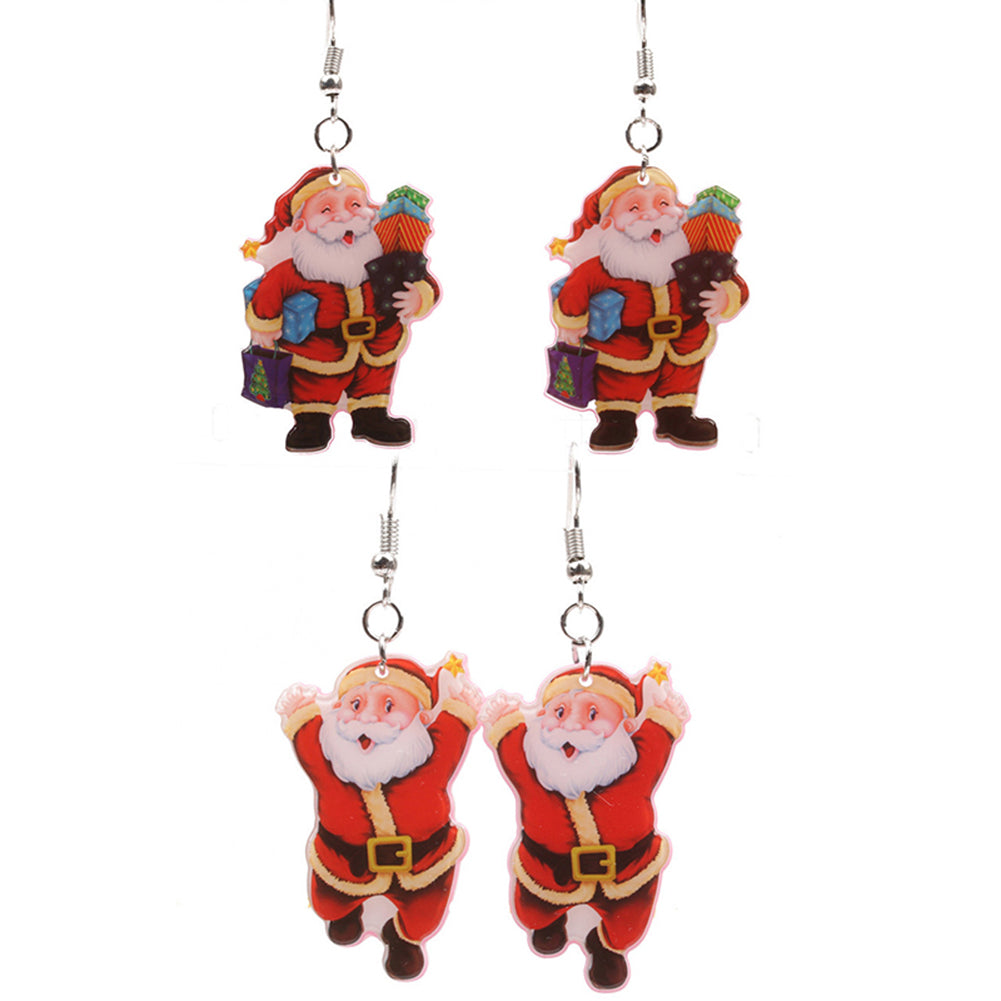 Cute Santa Claus Pendant Ear Drop Earrings Women Christmas Jewelry Decor Gift