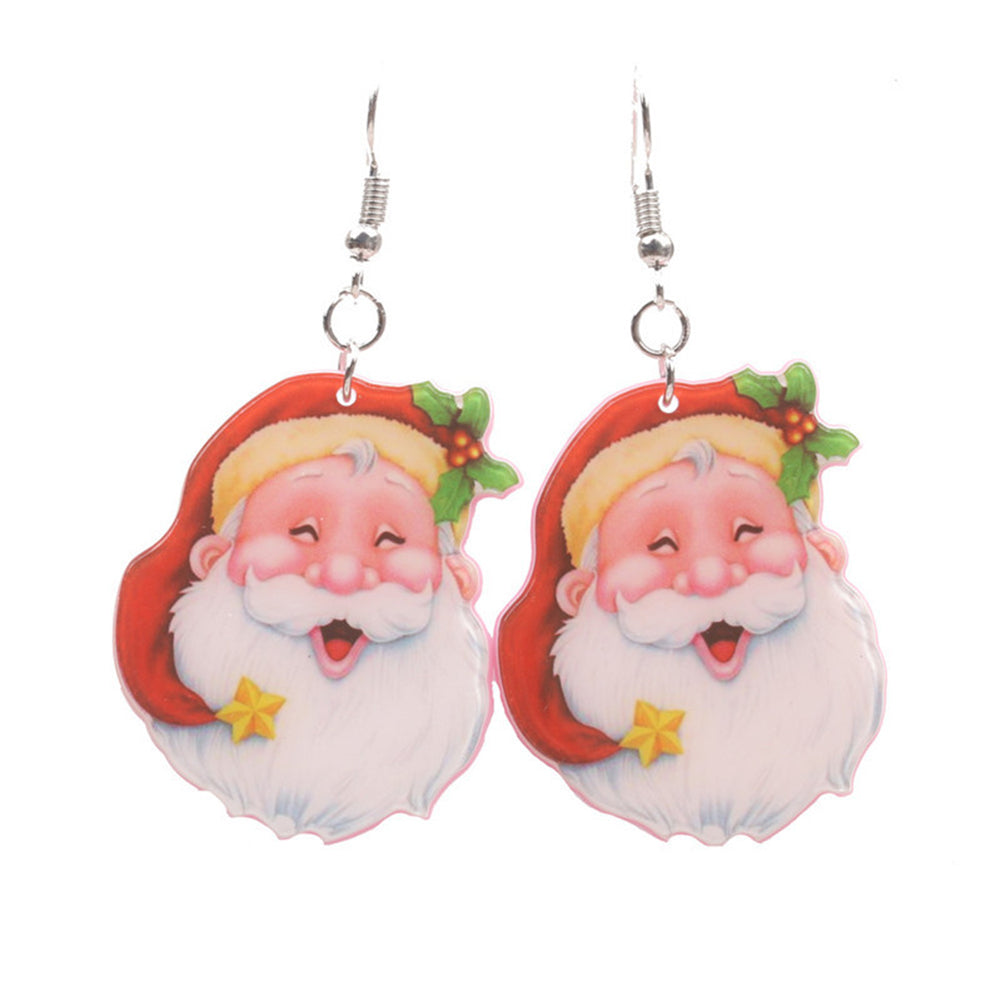Cute Santa Claus Pendant Ear Drop Earrings Women Christmas Jewelry Decor Gift