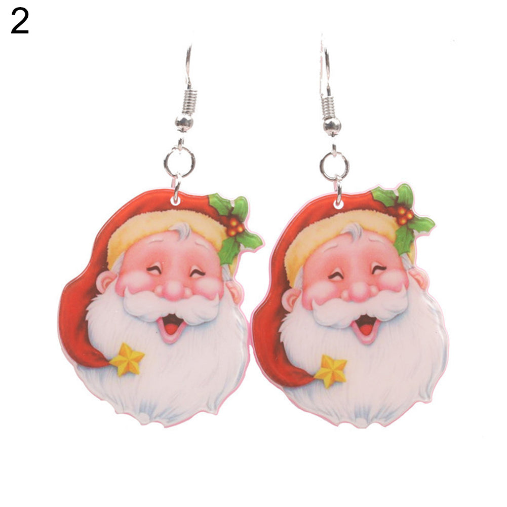 Cute Santa Claus Pendant Ear Drop Earrings Women Christmas Jewelry Decor Gift