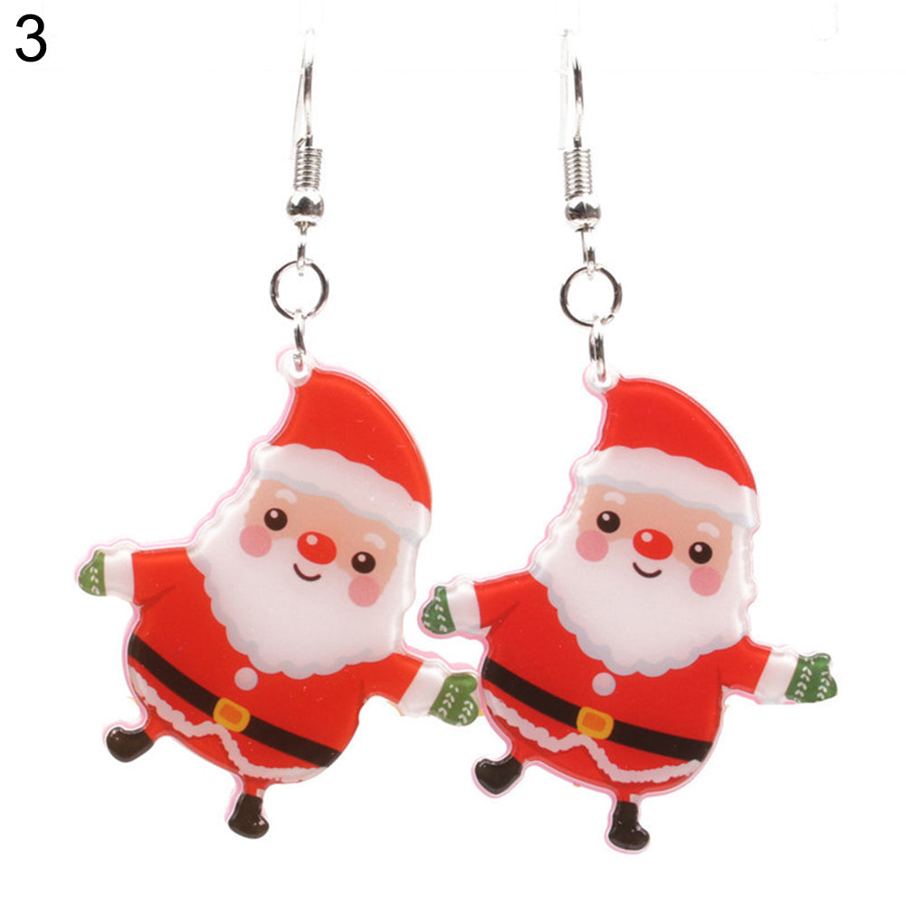 Cute Santa Claus Pendant Ear Drop Earrings Women Christmas Jewelry Decor Gift
