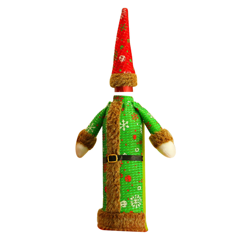 Cute Beer Wine Bottle Cover Gown Robe Hat Bag Xmas Party Dinner Table Decor