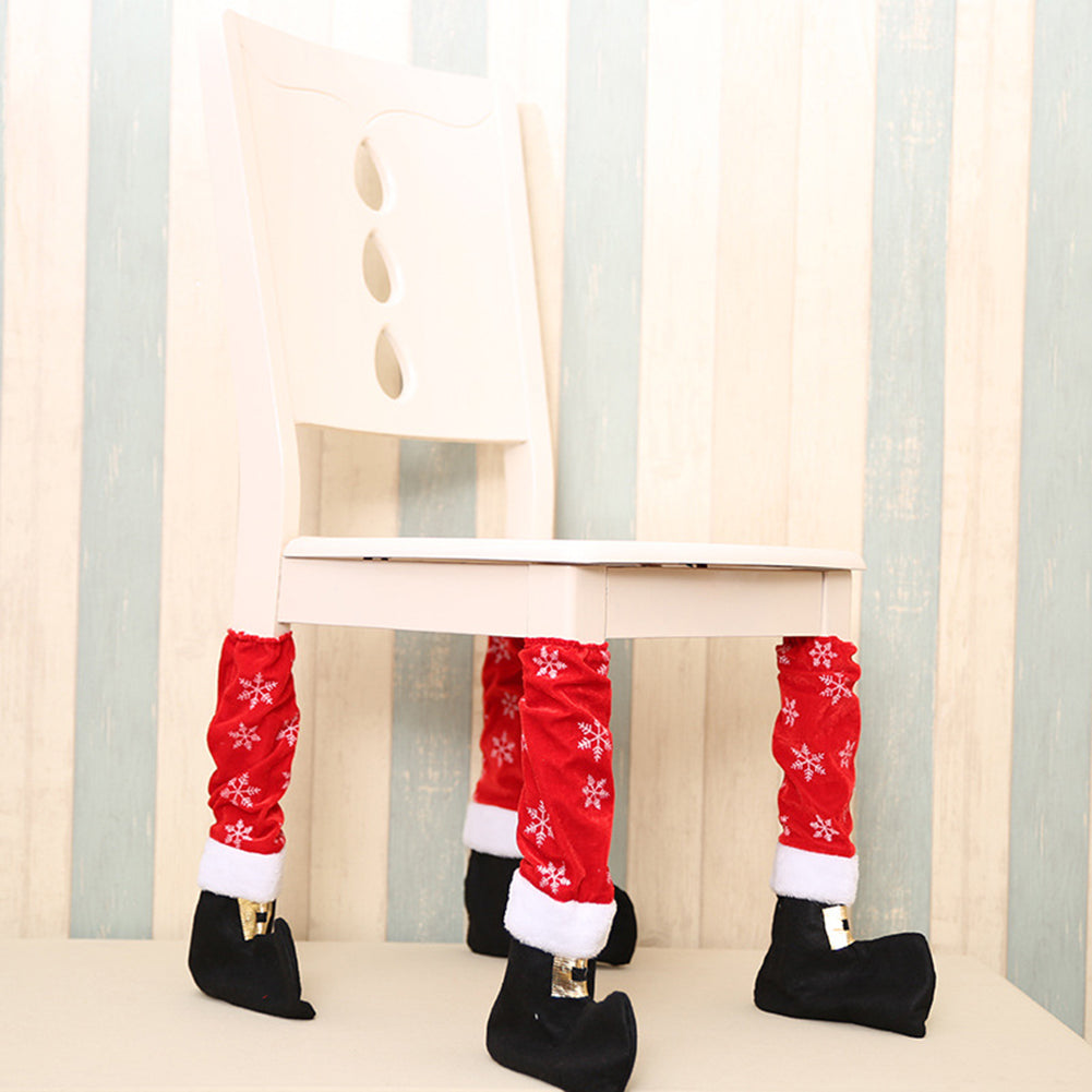 Christmas Table Chair Leg Cover Santa Claus Foot Shoes Xmas Party Decoration