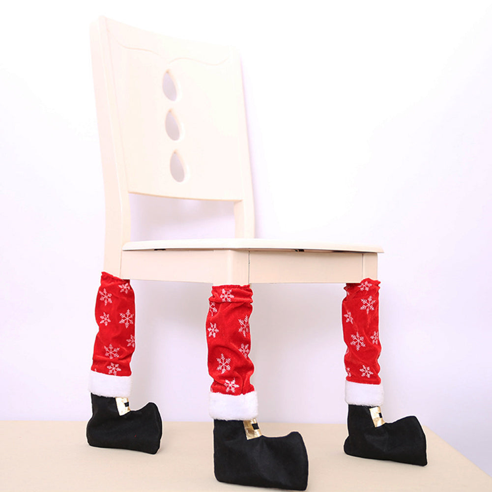 Christmas Table Chair Leg Cover Santa Claus Foot Shoes Xmas Party Decoration