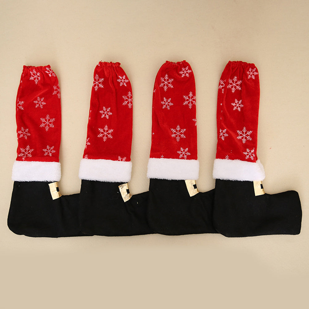 Christmas Table Chair Leg Cover Santa Claus Foot Shoes Xmas Party Decoration