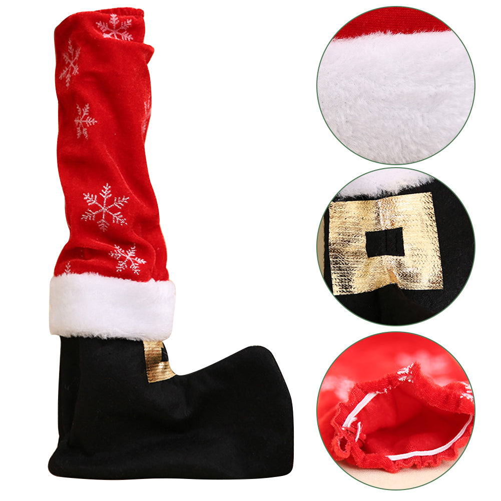 Christmas Table Chair Leg Cover Santa Claus Foot Shoes Xmas Party Decoration