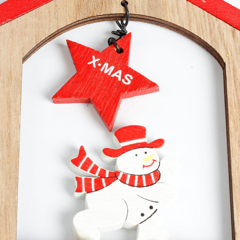 Creative Wooden Christmas House Bell Tassel Beads Hanging Pendant Xmas Ornament