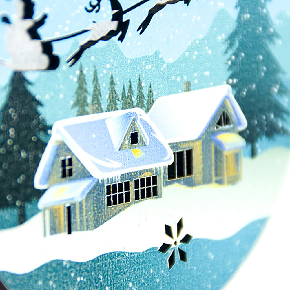 Round Wooden Santa Claus Elf Lighting Pendant Christmas Tree Hanging Ornament