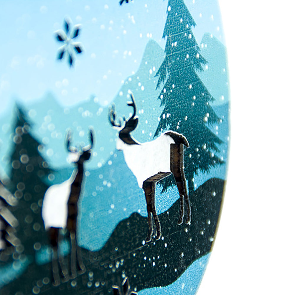 Round Wooden Santa Claus Elf Lighting Pendant Christmas Tree Hanging Ornament