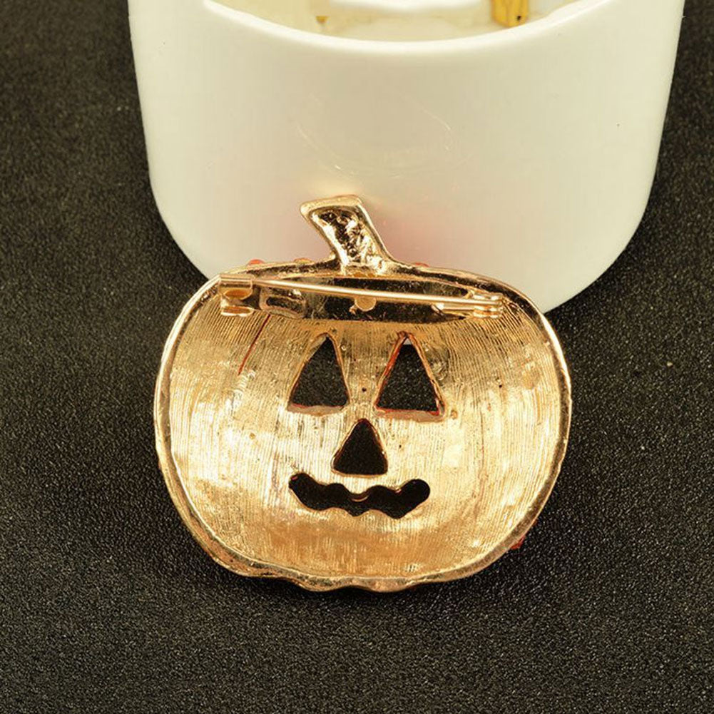 Hollow Rhinestone Pumpkin Brooch Pin Christmas Halloween Jacket Handbag Decor