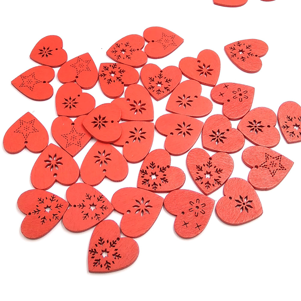 50Pcs Snowflake Heart Shape Hanging Pendant Ornament Christmas Wood Craft Decor