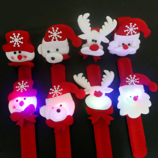 LED Light Glow Christmas Dazzling Toy Xmas Slap Circle Bracelet Wrist Band Gift
