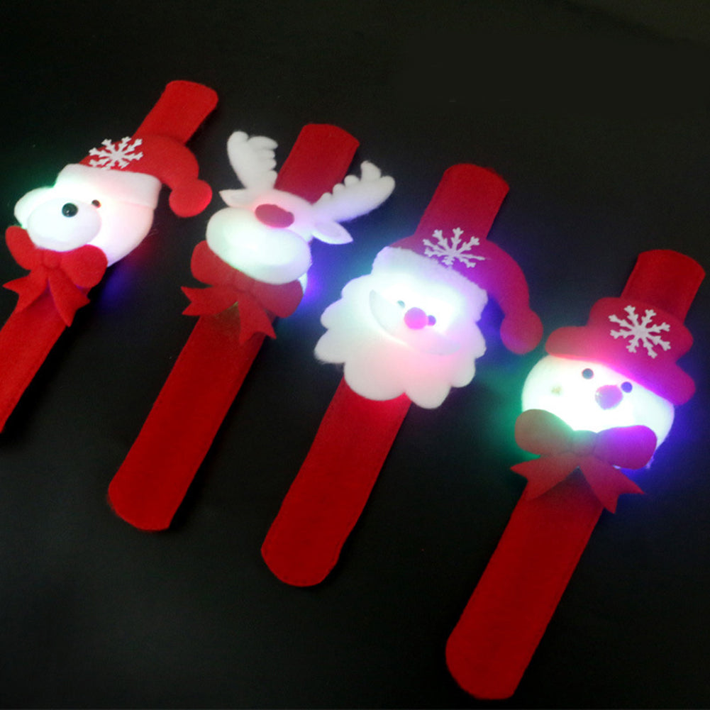 LED Light Glow Christmas Dazzling Toy Xmas Slap Circle Bracelet Wrist Band Gift