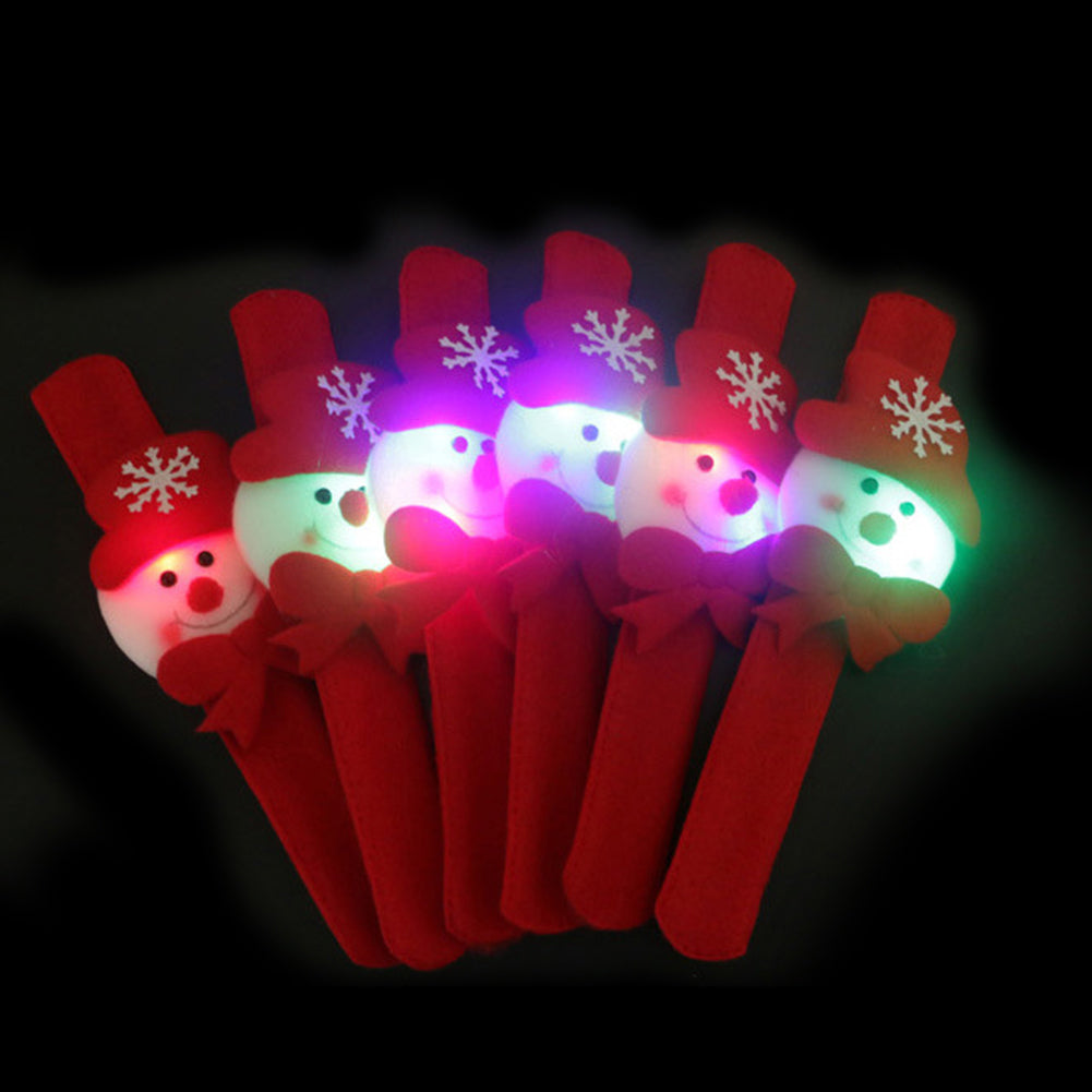 LED Light Glow Christmas Dazzling Toy Xmas Slap Circle Bracelet Wrist Band Gift