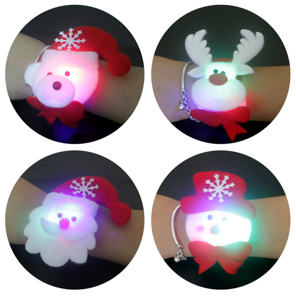 LED Light Glow Christmas Dazzling Toy Xmas Slap Circle Bracelet Wrist Band Gift