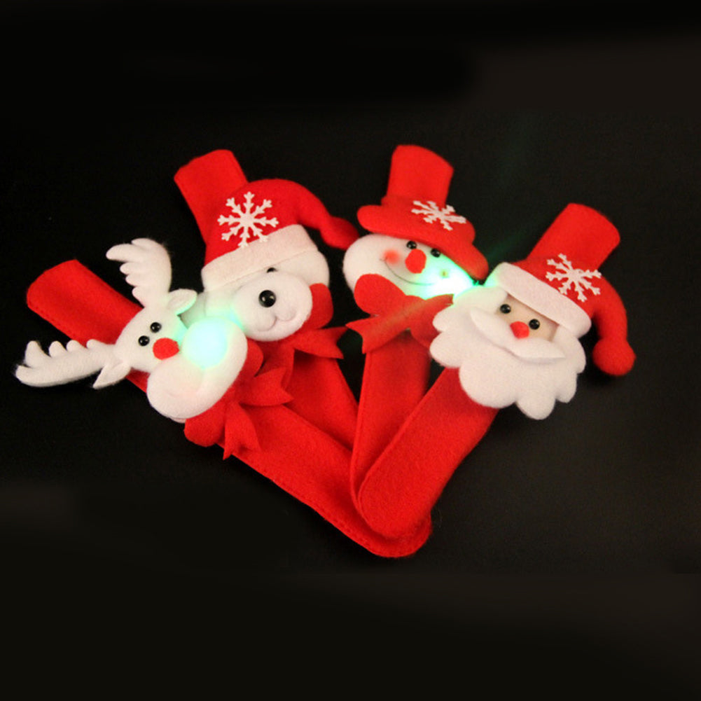 LED Light Glow Christmas Dazzling Toy Xmas Slap Circle Bracelet Wrist Band Gift