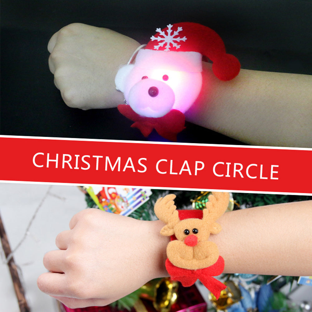 LED Light Glow Christmas Dazzling Toy Xmas Slap Circle Bracelet Wrist Band Gift