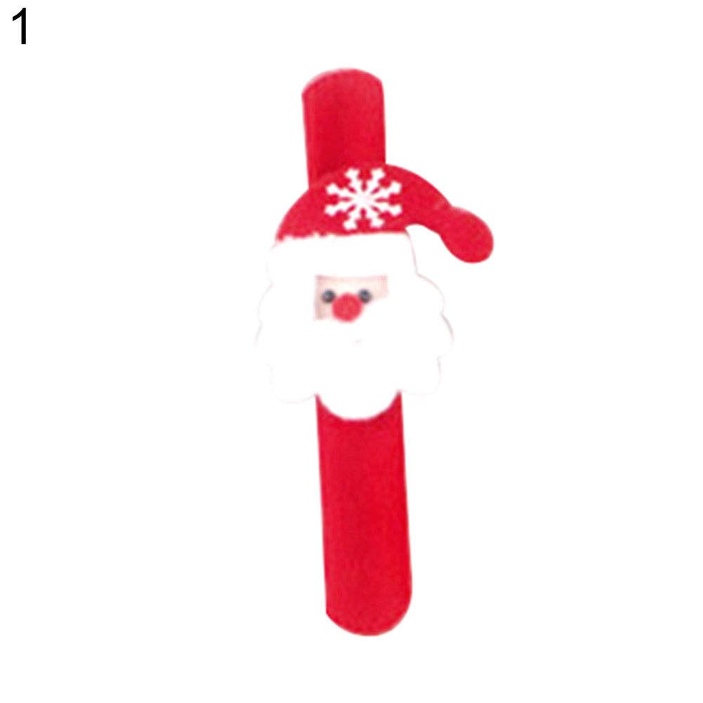 LED Light Glow Christmas Dazzling Toy Xmas Slap Circle Bracelet Wrist Band Gift