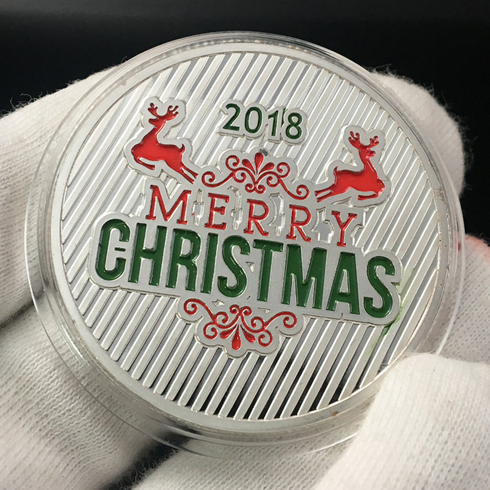 Merry Christmas Santa Sled Commemorative Coin Souvenir Embossing Collection Gift