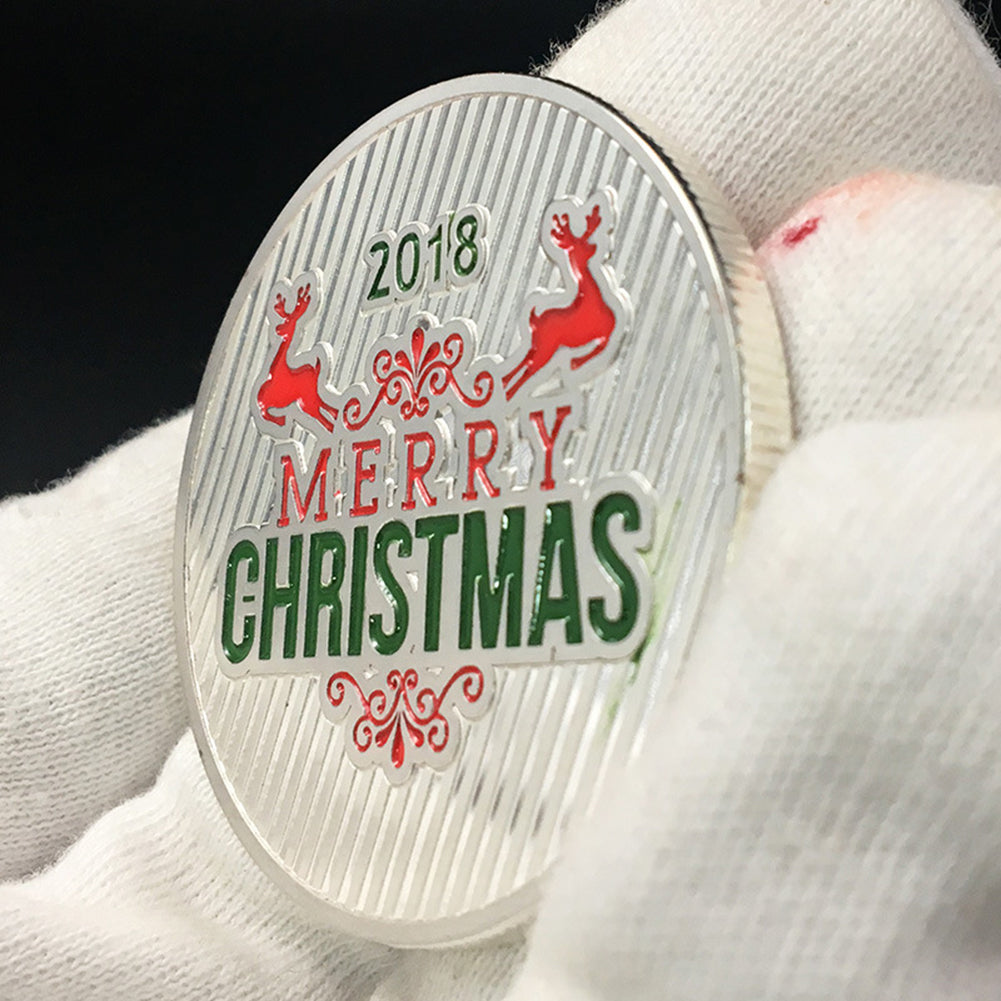 Merry Christmas Santa Sled Commemorative Coin Souvenir Embossing Collection Gift
